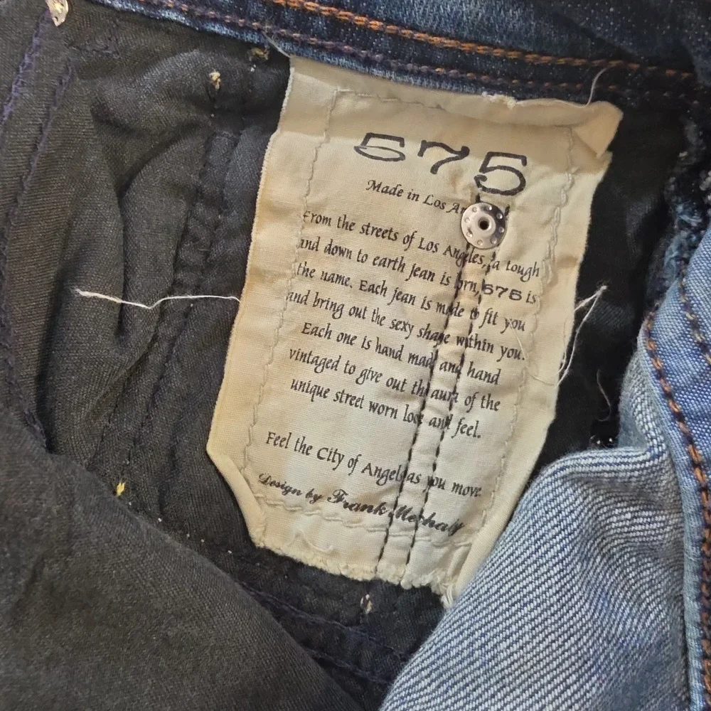 Vintage 575 Denim Chris Mens 38x32 Heavy Distressed Bootcut Flare Jeans Y2K USA